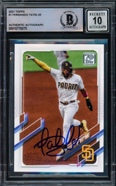 Fernando Tatis Jr. Autographed 2021 Topps Card #1 San Diego Padres Auto Grade Gem Mint 10 Beckett BAS Stock #216671