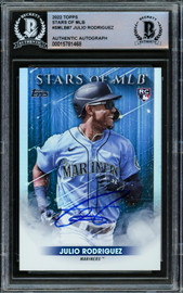Julio Rodriguez Autographed 2022 Topps Stars of MLB Rookie Card #SMLB-87 Seattle Mariners Beckett BAS Stock #216869