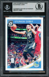 Stephen Curry Autographed 2018-19 Donruss Optic Card #2 Golden State Warriors Beckett BAS Stock #216846