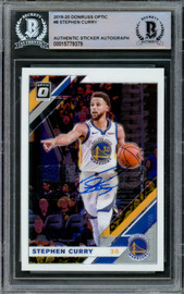 Stephen Curry Autographed 2019-20 Donruss Optic Card #8 Golden State Warriors Beckett BAS Stock #216852