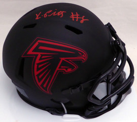 Kyle Pitts Autographed Atlanta Falcons Eclipse Black Speed Mini Helmet Beckett BAS QR #WL88312