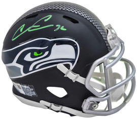 Chris Carson Autographed Seattle Seahawks Flat Matte Black Speed Mini Helmet Fanatics Holo Stock #216812