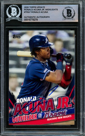 Ronald Acuna Jr. Autographed 2020 Topps Highlights Card #TRA-7 Atlanta Braves Beckett BAS #15778278