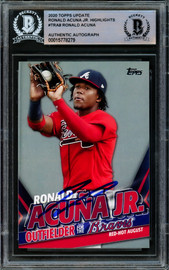 Ronald Acuna Jr. Autographed 2020 Topps Update Card #U-145 Atlanta Braves  Beckett BAS #15866436