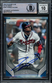 Ronald Acuna Jr. Autographed 2020 Stadium Club In The Wings Card #ITW-1 Atlanta Braves Auto Grade Gem Mint 10 Beckett BAS #15772119