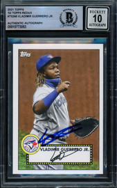 Vladimir Guerrero Jr. Autographed 2021 Topps 1952 Redux Card #T52-46 Toronto Blue Jays Auto Grade Gem Mint 10 Beckett BAS #15773053