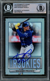 Wander Franco Autographed 2019 Bowman Chrome Draft Rookie Card #BDC-93  Tampa Bay Rays Beckett BAS #15500196