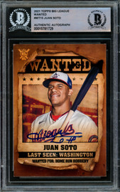 Juan Soto Autographed 2021 Topps Big League Wanted Card #WT-15 New York Yankees Beckett BAS #15781729