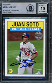 Juan Soto Autographed 2021 Topps 1986 All Star Card #86AS 10 New York Yankees Auto Grade Gem Mint 10 Beckett BAS #15774055