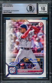 Juan Soto Autographed 2022 Bowman Card #10 New York Yankees Auto Grade Gem Mint 10 Beckett BAS #15774086