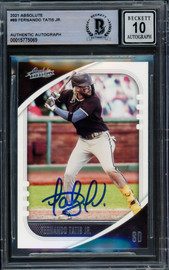 Fernando Tatis Jr. Autographed 2021 Panini Absolute Card #88 San Diego Padres Auto Grade Gem Mint 10 Beckett BAS #15775069