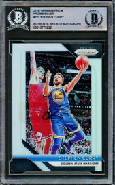 Stephen Curry Autographed 2018-19 Panini Silver Prizm Card #222 Golden State Warriors Beckett BAS #15779222