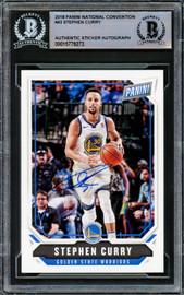 Stephen Curry Autographed 2018-19 Panini National Convention Card #43 Golden State Warriors Beckett BAS #15779273