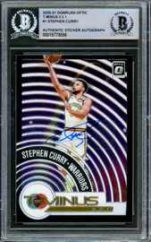 Stephen Curry Autographed 2020-21 Donruss Optic Card #1 Golden State Warriors Beckett BAS #15779556