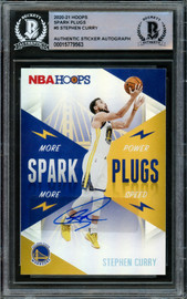 Stephen Curry Autographed 2020-21 Hoops Spark Plugs Card #5 Golden State Warriors Beckett BAS #15779563