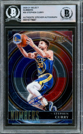 Stephen Curry Autographed 2020-21 Panini Select Numbers Card #30 Golden State Warriors Beckett BAS #15779647
