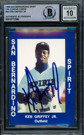 Ken Griffey Jr. Autographed 1988 Cal Cards Rookie Card #34 San Bernardino Spirit Auto Grade Gem Mint 10 Vintage Rookie Signature Beckett BAS #15772588