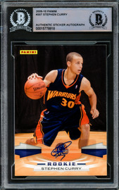 Stephen Curry Autographed 2009-10 Panini Rookie Card #307 Golden State Warriors Beckett BAS #15778818