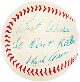 Hank Aaron Autographed Official Wilson Major League Baseball Atlanta Braves "Best Wishes To Kent" Vintage Signature Beckett BAS #AC56711