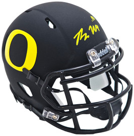 Bo Nix Autographed Oregon Ducks Flat Matte Black Speed Mini Helmet Beckett BAS QR Stock #217955