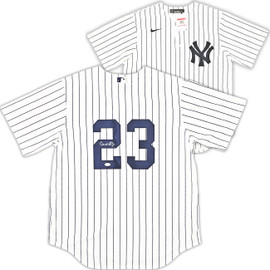 New York Yankees Don Mattingly Autographed White Pinstripe Nike Jersey Size L Hit Man JSA