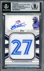 Vladimir Guerrero Jr. Autographed 2022 Topps Jersey Number Card #JNM-VG Toronto Blue Jays Auto Grade Gem Mint 10 With Relic Beckett BAS Stock #218661