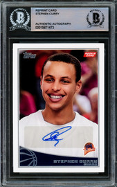 Stephen Curry Autographed 2009 Topps Rookie Reprint Rookie Card #321 Golden State Warriors Beckett BAS Stock #218644
