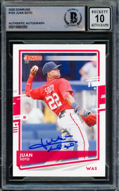 Juan Soto Autographed 2020 Donruss Card #162 New York Yankees Auto Grade Gem Mint 10 Beckett BAS #15860393