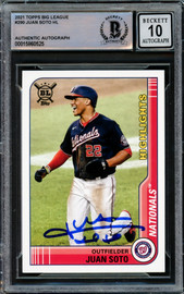 Juan Soto Autographed 2021 Topps Big League Card #290 New York Yankees Auto Grade Gem Mint 10 Beckett BAS #15860525