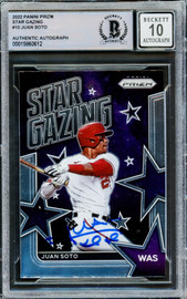 Juan Soto Autographed 2022 Panini Prizm Star Gazing Card #SG-10 New York Yankees Auto Grade Gem Mint 10 Beckett BAS #15860612
