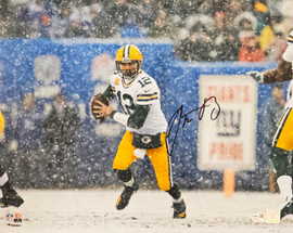 Aaron Rodgers Autographed 16x20 Photo Green Bay Packers Snow Game Fanatics Holo Stock #218712