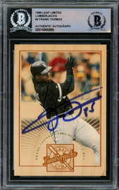 Frank Thomas Autographed 1996 Leaf Lumberjacks Card #4 Chicago White Sox Beckett BAS #15866999