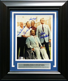 Los Angeles Dodgers Legends Autographed Framed 8x10 Photo With 4 Signatures Including Sandy Koufax Beckett BAS #AC56665
