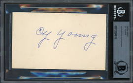 Cy Young Autographed 3x5 Index Card Auto Grade Gem Mint 10 Beckett BAS #13264819