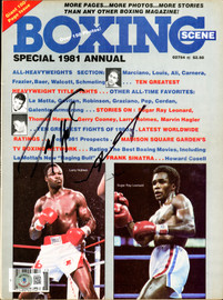 Sugar Ray Leonard & Larry Holmes Autographed Boxing Scene Magazine (Smudged) Beckett BAS #BH29323