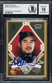 Ichiro Suzuki Autographed 2003 Topps 205 Card #100A Seattle Mariners Auto Grade Gem Mint 10 Beckett BAS Stock #220261