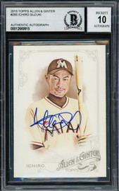 Ichiro Suzuki Autographed 2017 Topps Material Relic Jersey Card #MLM-1  Miami Marlins Auto Grade Gem Mint 10 Beckett BAS #15093769