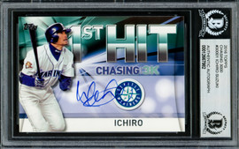 Ichiro Suzuki Autographed 2016 Topps Chasing 3K Card #3000-1 Seattle Mariners 1st Hit Beckett BAS Stock #220280