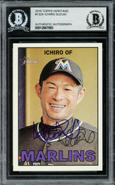 Ichiro Suzuki Autographed 2016 Topps Heritage Card #132 Seattle Mariners Beckett BAS Stock #220281