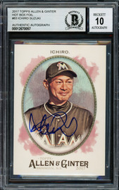 Ichiro Suzuki Autographed 2017 Topps Allen & Ginter Foil Card #83 Seattle Mariners Auto Grade Gem Mint 10 Beckett BAS Stock #220283