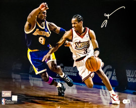 Allen Iverson Autographed 16x20 Photo Philadelphia 76ers With Kobe Bryant Beckett BAS Witness Stock #220476