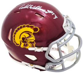 Caleb Williams Autographed USC Trojans Maroon Speed Mini Helmet Fanatics Holo Stock #220520