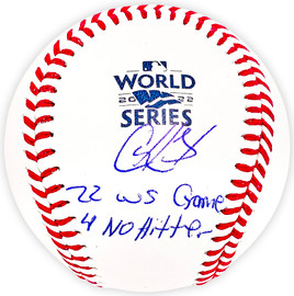 Cristian Javier Autographed Official 2022 World Series Logo MLB Baseball Houston Astros "22 WS Game 4 No Hitter" Beckett BAS Witness Stock #220451