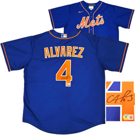 New York Mets Francisco Alvarez Autographed Blue Nike Jersey Size XL Beckett BAS Witness Stock #220558