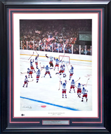 Herb Brooks Autographed Framed 26x32 Lithograph Photo 1980 Team USA Do You Believe In Miracles With Artist Proof #913/1000 Beckett BAS #AC56692