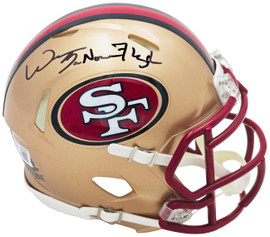 William Floyd Autographed San Francisco 49ers Gold 96-08 Throwback Speed Mini Helmet "Bar None" Beckett BAS QR Stock #221144