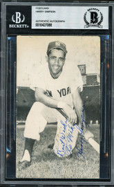 Harry Simpson Autographed 3x5.5 Postcard New York Yankees "Best Wishes To Mike" Beckett BAS #10427088