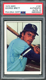 George Brett Autographed 1975 SSPC Rookie Card #167 Kansas City Royals Auto Grade Gem Mint 10 Vintage Signature PSA/DNA #48609920