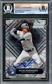 Julio Rodriguez Autographed 2022 Bowman Sterling Rookies Card #BSR32 Seattle Mariners Beckett BAS Stock #221566