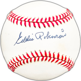 Eddie Robinson Autographed Official AL Baseball Cleveland Indians, New York Yankees Beckett BAS #BK44414